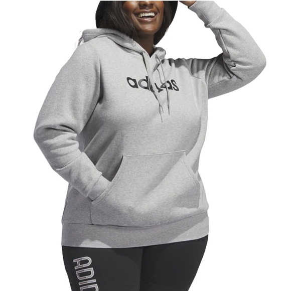 adidas Tops - Adidas Trendy Plus Size Pullover Logo Grey Heather fleece lined size 2X NWT